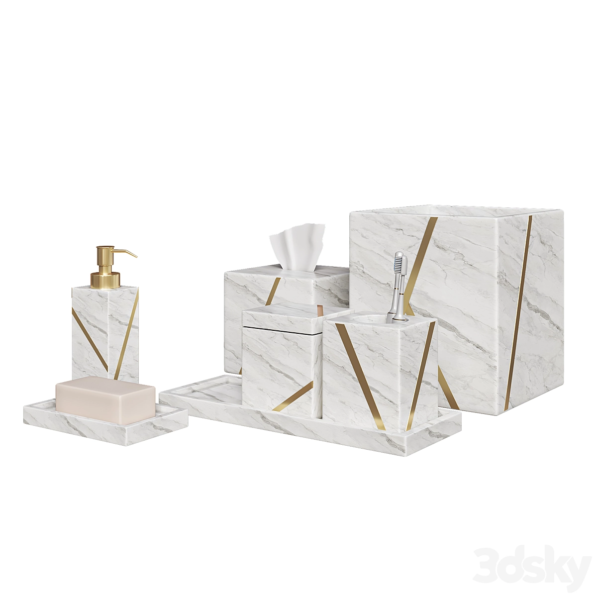 浴室用品套装 03 3D模型预览图1 浴室用品套装 03 3D模型预览图1