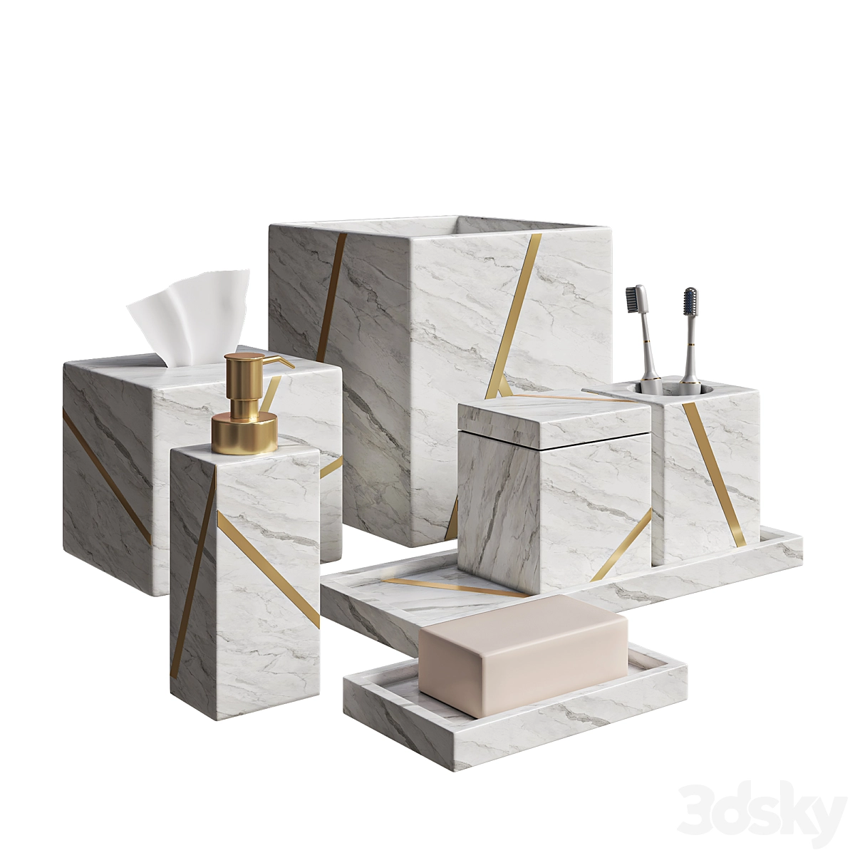 浴室用品套装 03 3D模型预览图2 浴室用品套装 03 3D模型预览图2