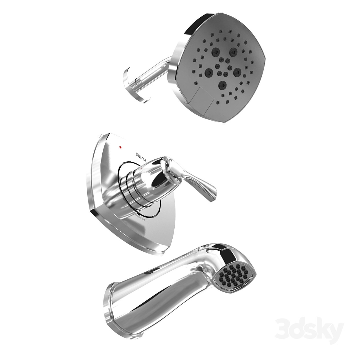 浴缸及淋浴混合龙头3D模型预览图2 浴缸及淋浴混合龙头3D模型预览图2