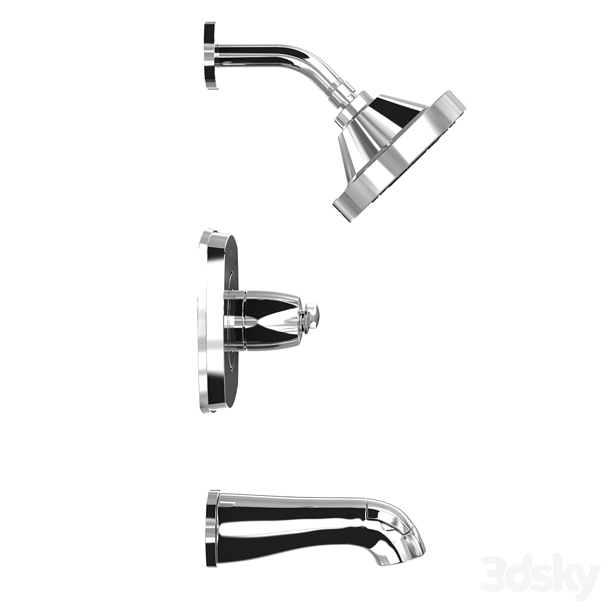 浴缸及淋浴混合龙头3D模型预览图3 浴缸及淋浴混合龙头3D模型预览图3