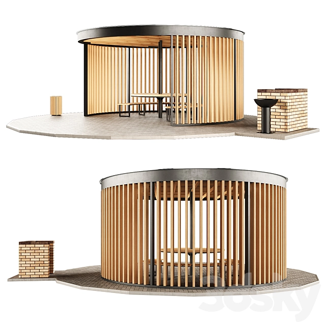 烧烤凉亭3D模型预览图1 烧烤凉亭3D模型预览图1