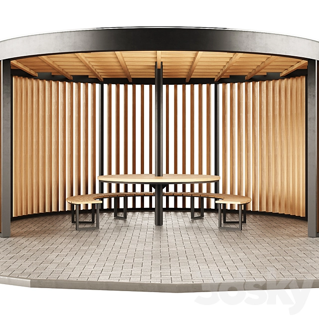 烧烤凉亭3D模型预览图2 烧烤凉亭3D模型预览图2
