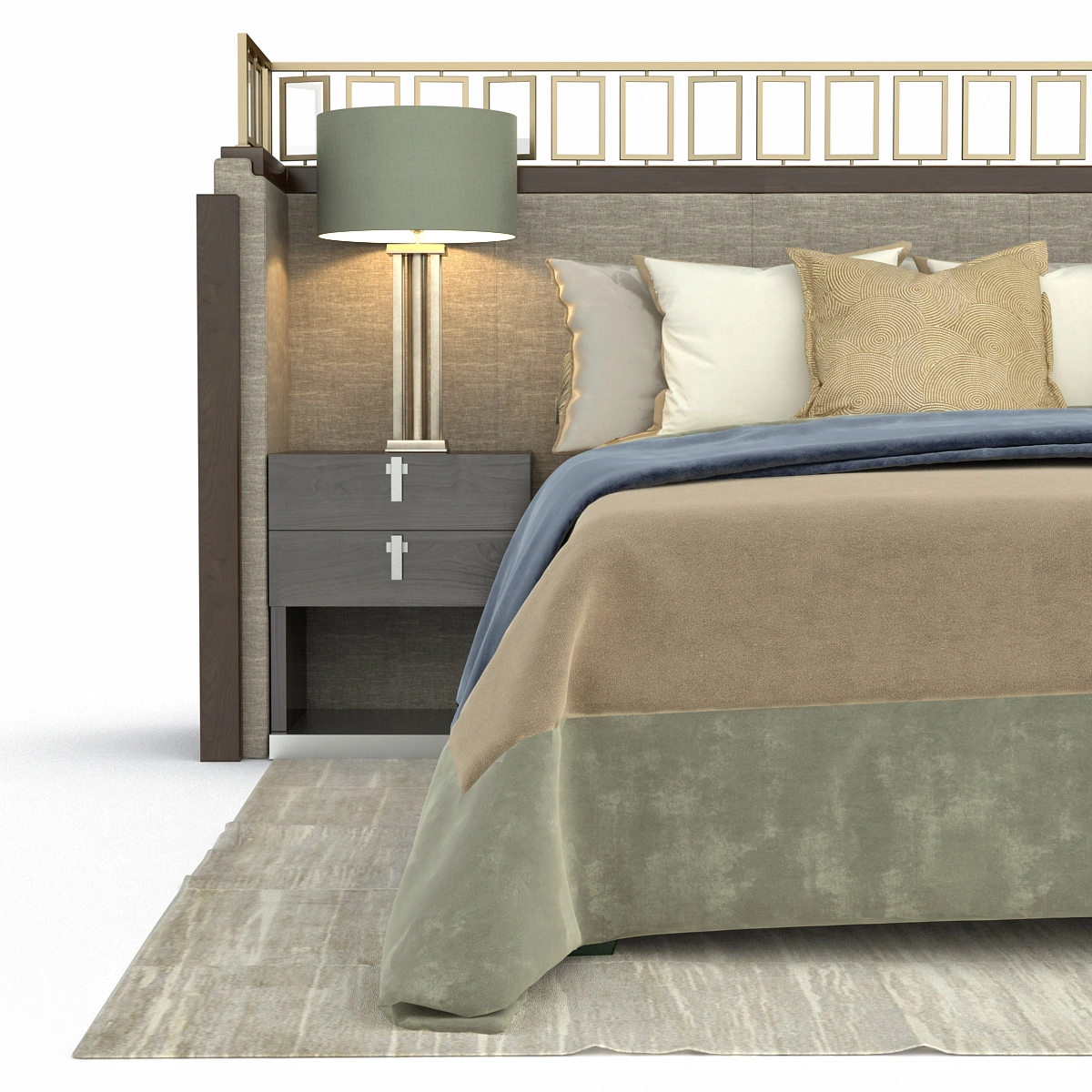 现代风格双人床3D模型预览图2 现代风格双人床3D模型预览图2