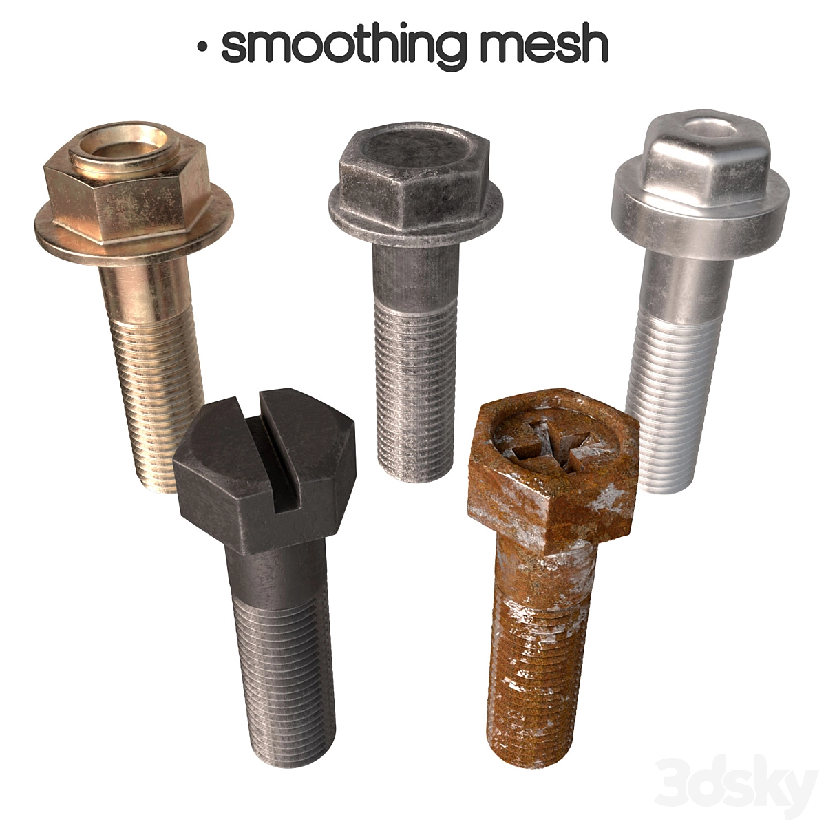 螺栓 – 套装4件3D模型预览图5 螺栓 – 套装4件3D模型预览图5