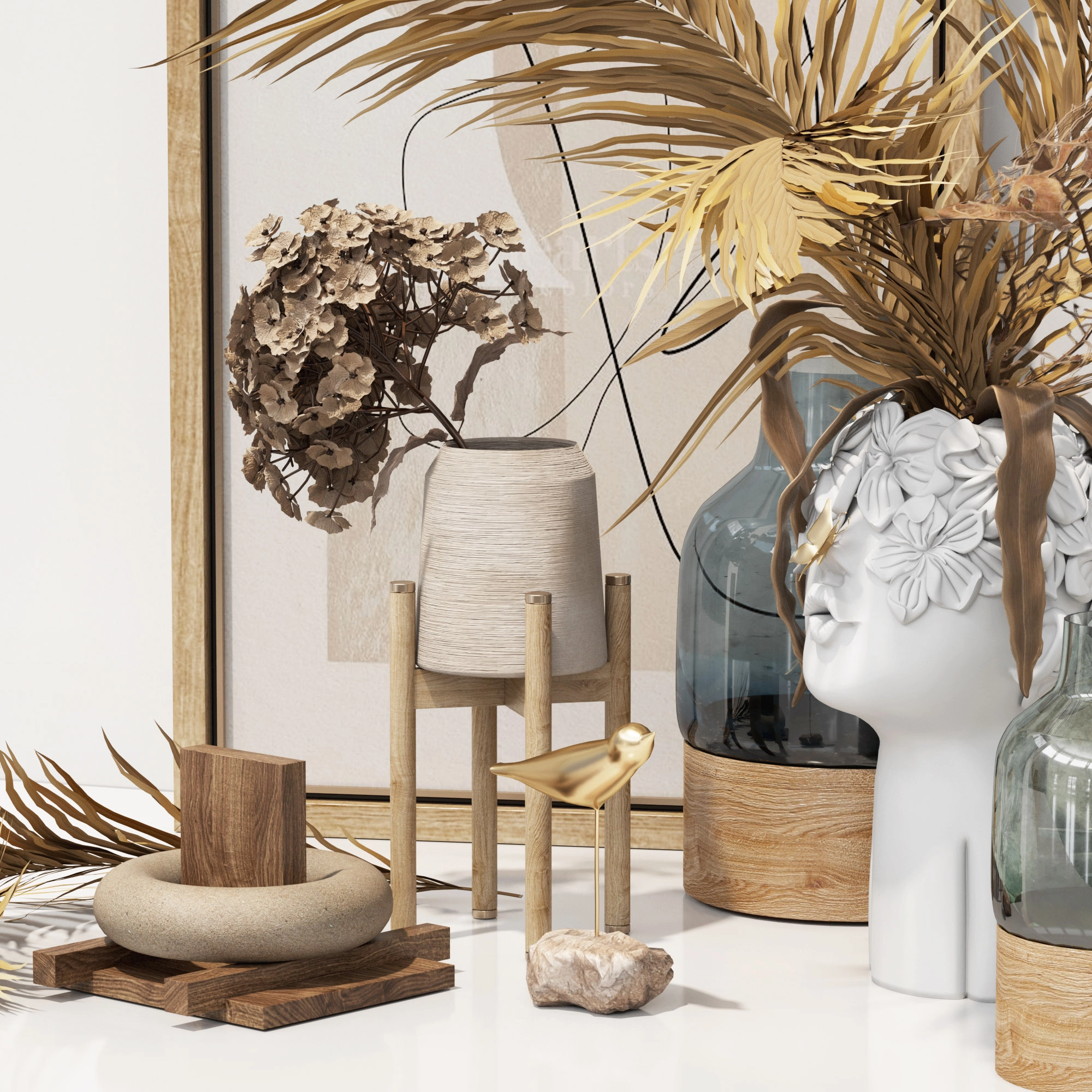 装饰套装—干花 3D模型预览图2 装饰套装—干花 3D模型预览图2