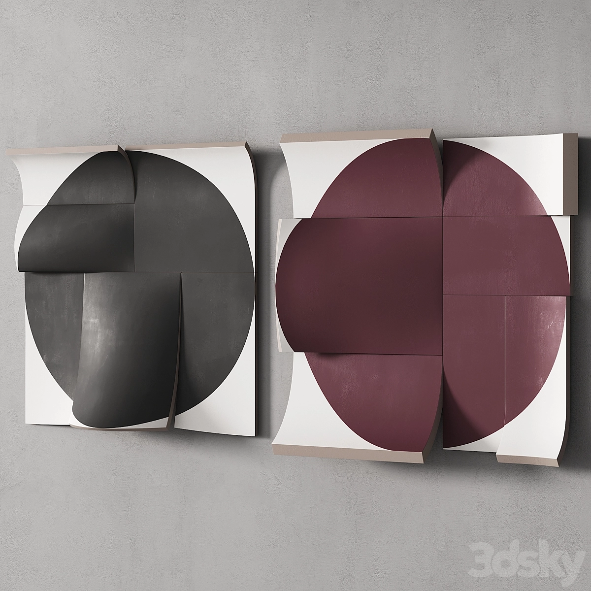 装饰性墙艺术品 21个手绘圆形绘画作品3D模型预览图2 装饰性墙艺术品 21个手绘圆形绘画作品3D模型预览图2