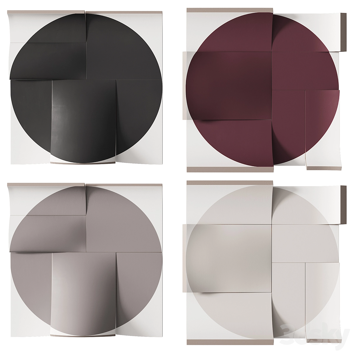 装饰性墙艺术品 21个手绘圆形绘画作品3D模型预览图3 装饰性墙艺术品 21个手绘圆形绘画作品3D模型预览图3