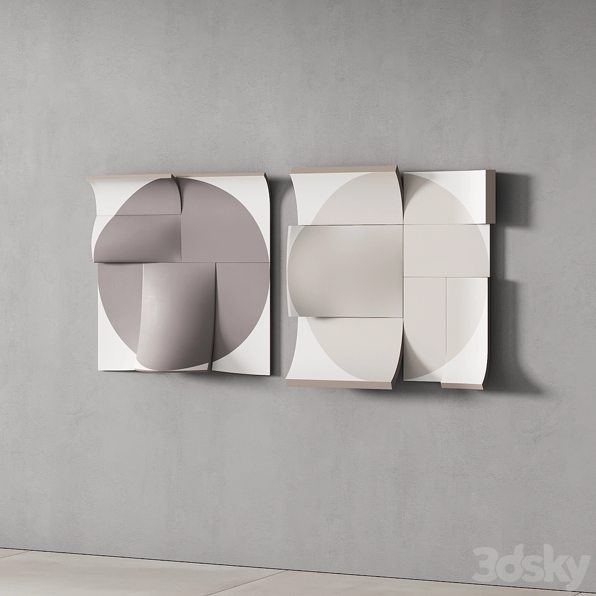 装饰性墙艺术品 21个手绘圆形绘画作品3D模型预览图4 装饰性墙艺术品 21个手绘圆形绘画作品3D模型预览图4