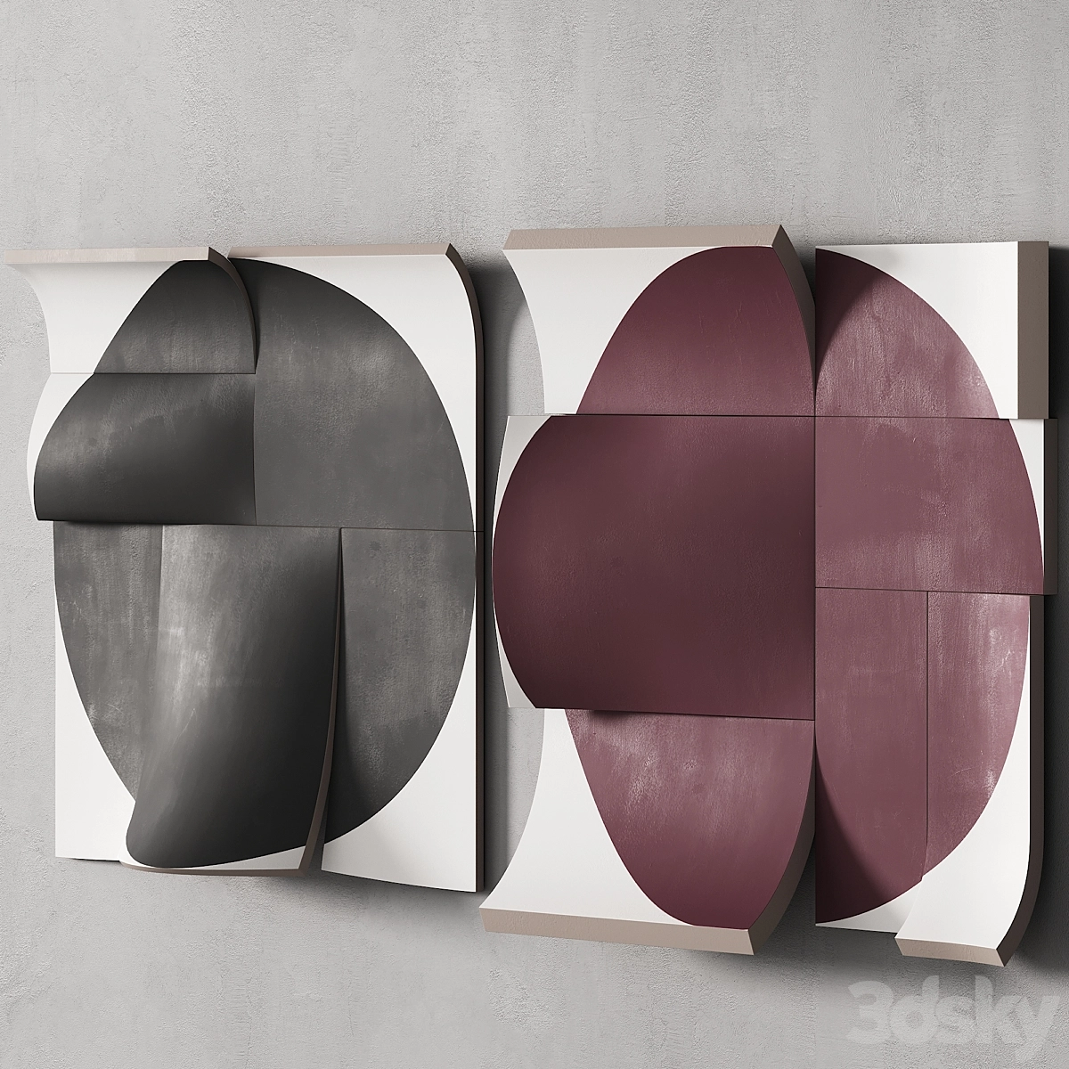 装饰性墙艺术品 21个手绘圆形绘画作品3D模型预览图5 装饰性墙艺术品 21个手绘圆形绘画作品3D模型预览图5