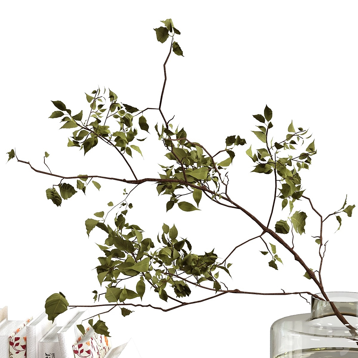 装饰性套装,包含书籍和植物3D模型预览图3 装饰性套装,包含书籍和植物3D模型预览图3