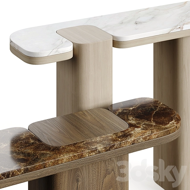 轻奢实木大理石玄关台3D模型预览图1 轻奢实木大理石玄关台3D模型预览图1