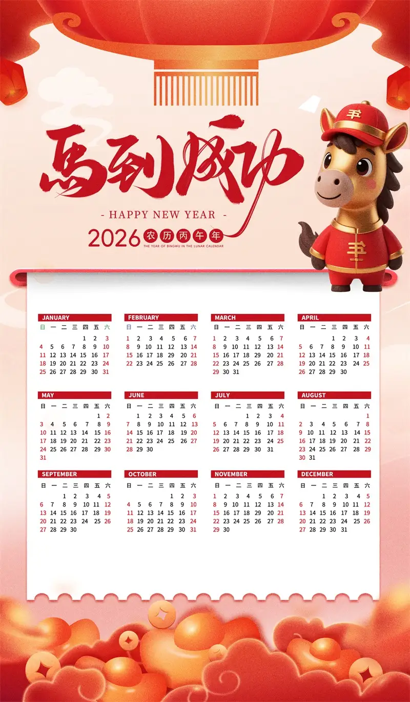 2026马年挂历日历PSD模板预览图9 2026马年挂历日历PSD模板预览图9