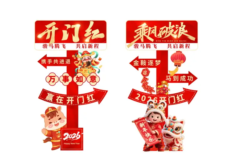 2026马年新年春节喜庆指示牌PSD模板预览图 2026马年新年春节喜庆指示牌PSD模板预览图