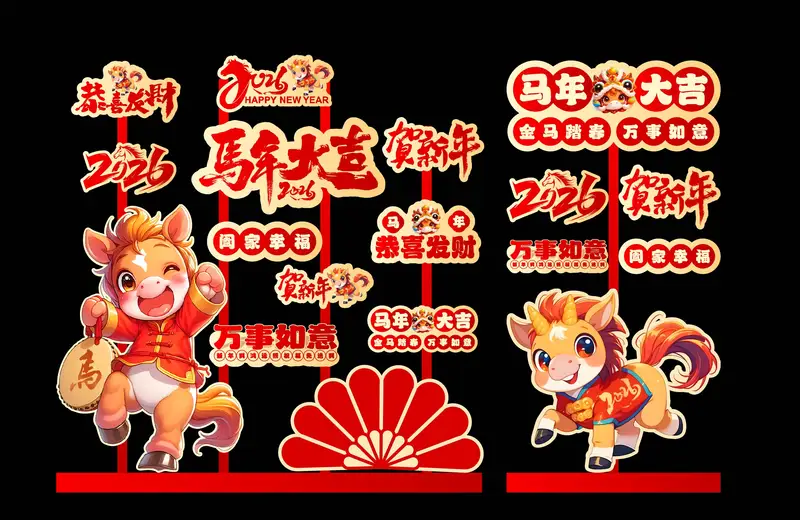 2026马年新年春节喜庆指示牌PSD模板预览图12 2026马年新年春节喜庆指示牌PSD模板预览图12